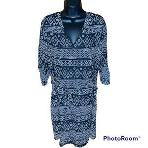 41 Hawthorn Dress - Long Sleeve, Black White Casual Dress, Size Large